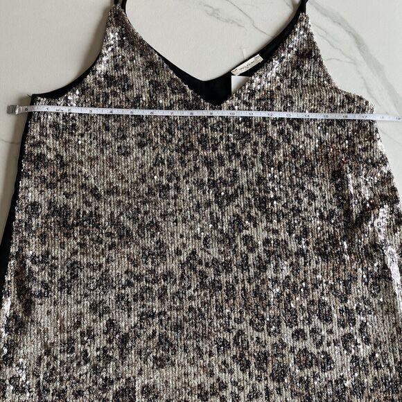12PM by Mon Ami womens sequined tank top blouse shirt formal beige black small - Picture 9 of 14